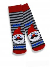 Unisex Renkli Kışlık Havlu Christmas themed teryy socks Desenli 1 Adet Çorap Numara  BT-0755 - 2