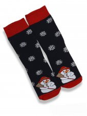 Unisex Renkli Kışlık Havlu Christmas themed teryy socks Desenli 1 Adet Çorap Numara  BT-0759 - 1