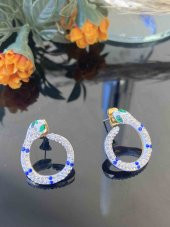 Aksesuar Çarşısı Renkli Zilkon Taşlı Yılan Küpe thumbnail 1