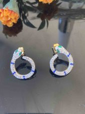 Aksesuar Çarşısı Renkli Zilkon Taşlı Yılan Küpe thumbnail 3