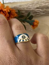 Aksesuar Çarşısı Mineli Yüzük Goldu Üzeri Mavi thumbnail 1