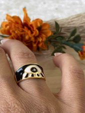 Aksesuar Çarşısı Mineli Yüzük Goldu Üzeri Siyah thumbnail 1