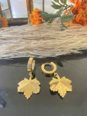 Aksesuar Çarşısı Çelik Sallantılı Yaprak Kolye - 1