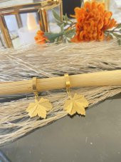 Aksesuar Çarşısı Çelik Sallantılı Yaprak Kolye - 4