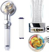 Turbo Pervaneli ve Filtreli Su Tasarruflu 360 Derece Dönebilen Tazyikli Duş Başlığı - 1