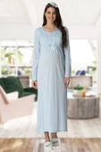 Mecit 1924 Bayan Hamile Lohusa Mavi Sabahlık Gecelik Pijama Takım thumbnail 3