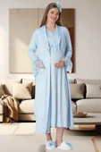 Mecit 1924 Bayan Hamile Lohusa Mavi Sabahlık Gecelik Pijama Takım thumbnail 8