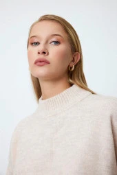 Gold Renk Halka Model Taşlı Gümüş Küpe - 9