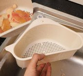 Vantuzlu Üçgen Sebze Meyve Lavabo Raf Evye Süzgeç Sünger Tutucu Düzenleyici Mutfak Organizer - 2