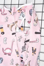 Çocuk Bebek Uyku Tulumu Çift Kat Pazen 1 tog 1-2 Yaş Pembe Dinazor thumbnail 5