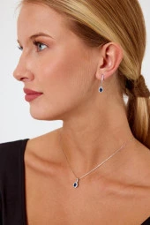 Mavi Taşlı Gümüş Küpe ve Kolye Seti - 8