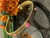 Aksesuar Çarşısı Çelik Pembe Damla Taşlı Gas Bileklik thumbnail 1