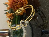 Aksesuar Çarşısı Çelik Özel Tasarım Yoncalı Zirkon Taşlı Kelepçe Bileklik thumbnail 2