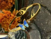 Aksesuar Çarşısı Çelik Mavi Kelebek Tasarımlı Kelepçe Bilekilk thumbnail 3