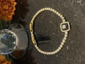 Aksesuar Çarşısı Kare Tasarımlı Nazar Boncuk Su Yolu Bileklik Gold - 3