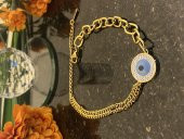 Aksesuar Çarşısı Çelik İtalyan Zircir Üç Nazar Boncuk Tasarımlı Bileklik thumbnail 5