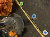 Aksesuar Çarşısı Çelik İtalyan Zircir VE Burgu Zincir Tasarımlı Üç Mineli Nazar Boncuk Bileklik thumbnail 2