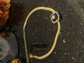 Aksesuar Çarşısı Çelik İtalyan Zincir Zirkon Taşlı Kare Nazar Boncuk Bileklik thumbnail 3