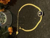 Aksesuar Çarşısı Çelik İtalyan Zincir Zirkon Taşlı Kare Nazar Boncuk Bileklik thumbnail 4