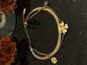 Aksesuar Çarşısı Çelik Çift Zincir Tasarımlı Yonca Detaylı Bileklik  gold thumbnail 3