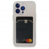 FitCase iPhone 14 Pro Kılıf Cardy Şeffaf Kartlık Cepli Kapak - 3