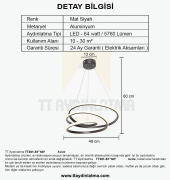 TT Aydınlatma TT301-SY  Yay Modeli Siyah Led Avize - 4