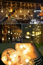 Dekoratif Saçaklı Top Perde LED Aydınlatma, Küre Toplu LED Işık, Fişli Animasyonlu Yılbaşı Işıkları - 3