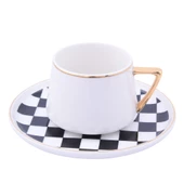 Kahve Fincan Takımı Dama Desen (6 Kişilik 12 Parça) - 2