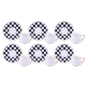 Kahve Fincan Takımı Dama Desen (6 Kişilik 12 Parça) - 3