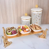 Leopar 3lü Çerezlik (Stant 17X35 Cm-Yükseklik 10 Cm Kaseler 10X13 Cm) - 3