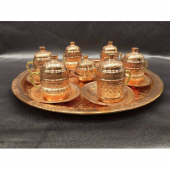 GERÇEK BAKIR EL İŞLEMESİ NAKIŞLI 6 LI FİNCAN SETİ-HIZLI KARGO - 1