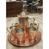 BAKIR EL YAPIMI SÜRAHİ BARDAK TEPSİ TAKIMI-HIZLI KARGO - 1