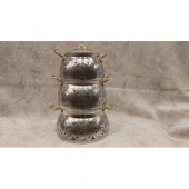 3LÜ BAKIR EL İŞLEMESİ ÇEKİÇ DÖVME GÜVEÇ SETİ-HIZLI KARGO - 1