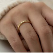 925 Ayar Gümüş Kadın Hediyelik Gold Alyans - 1