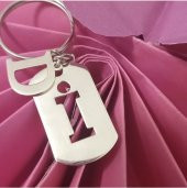 Kişiye Özel İkili Harf Model 925 Ayar Gümüş Unisex Anahtarlık - 1