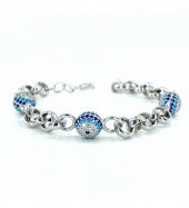 Nazarlı Gümüş Kadın Bileklik - 1