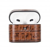 Casquet Apple AirPods 3.nesil Uyumlu Deri Kılıf YK6 Taba - 4