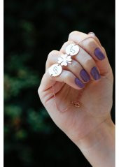 Kişiye Özel Harfli Yonca Model Hediyelik Gümüş Kadın Bileklik - 2