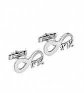 Kişiye Özel Harfli Sonsuzluk Gümüş Kol Düğmesi Özel Gün Hediyesi - 1