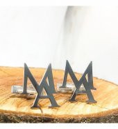 Kişiye Özel Harfli İç İçe Model Gümüş Tasarım Erkek Kol Düğmesi - 1