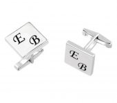 Kare Plaka 925 Ayar Gümüş Hediyelik Kol Düğmesi - 1