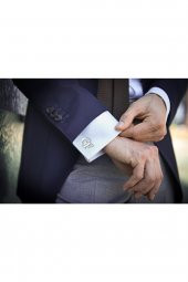 Harfli 925 Ayar Gümüş Kol Düğmesi - 4