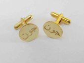 Gold Plaka Arabic 925 Ayar Gümüş Erkek Kol Düğmesi - 1