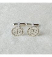 Adalet Terazisi Özel Tasarım 925 Ayar Gümüş Erkek Kol Düğmesi - 1