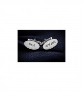 925 Ayar Kişiye Özel Harfli Tarihli Gümüş Kol Düğmesi Özel Gün Hediyesi - 1