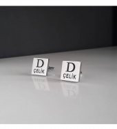 925 Ayar Kişiye Özel Harf ve İsimli Hediyelik Erkek Kol Düğmesi - 1
