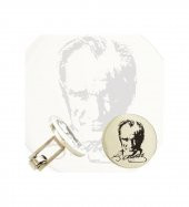 925 Ayar Gümüş Kemal Atatürk İmzalı Erkek Kol Düğmesi Özel Gün Hediyesi - 1