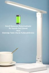 Şarjlı Masa Lambası 3 Renk Dokunmatik Telefon Standlı Kademeli Çalışma Okuma Işığı Gece Lambası 9W - 6