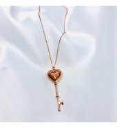 Rose Anahtar Model Gümüş Kolye Özel Gün Hediyesi - 1