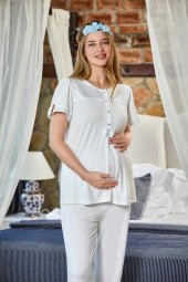 Cossy By Aqua 23171 Mavi Puantiyeli Hamile Lohusa Pijama Tk - 1